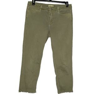 J. Jill Green Cropped Denim Jeans with Raw Hem Size 10
